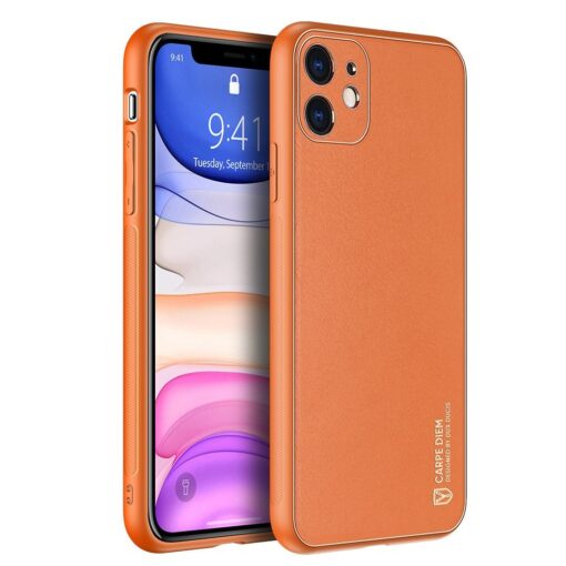 iPhone 12 mini ümbris YOLO kunstnahast ja silikoonist servadega oranž