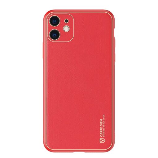 iPhone 12 mini ümbris YOLO kunstnahast ja silikoonist servadega punane 12