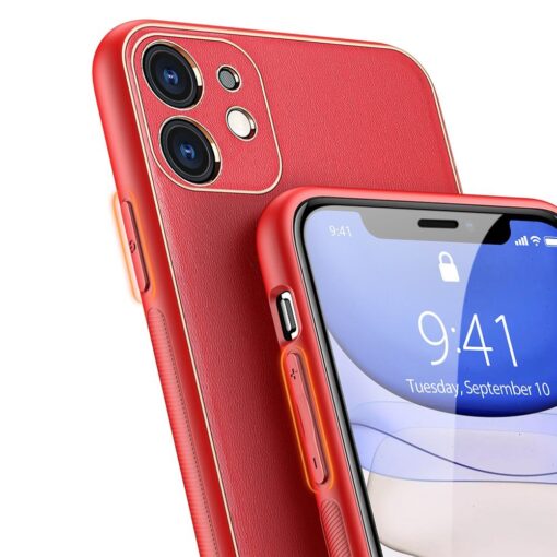 iPhone 12 mini ümbris YOLO kunstnahast ja silikoonist servadega punane 3