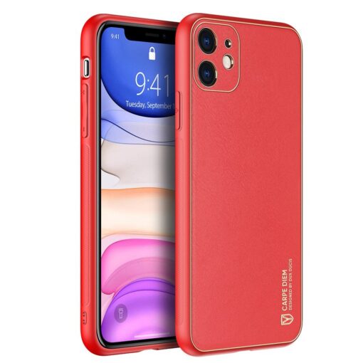 iPhone 12 mini ümbris YOLO kunstnahast ja silikoonist servadega punane