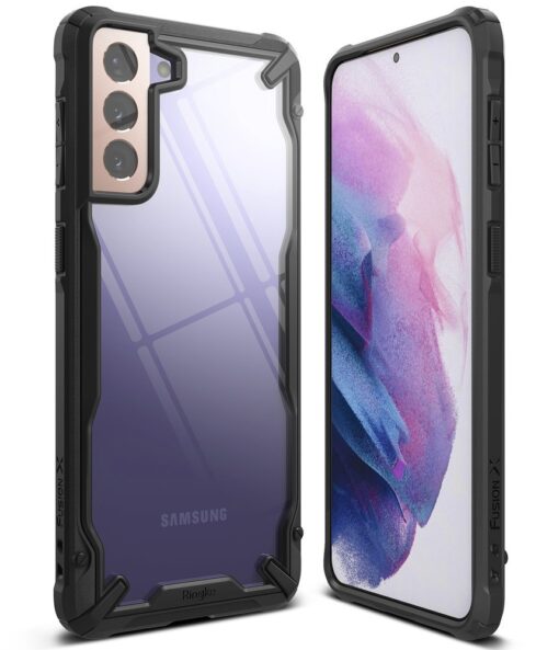Samsung Galaxy S21 Plus Ringke Fusion X tugev umbris plastikust taguse ja silikoonist raamiga must FUSG0067