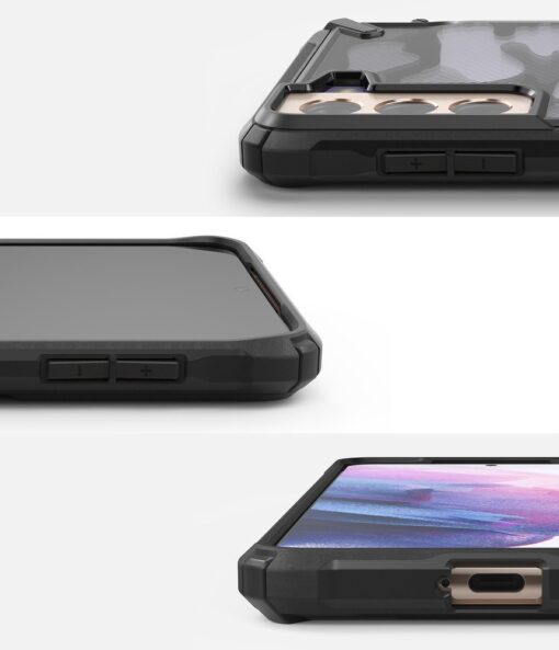 Samsung Galaxy S21 Ringke Fusion X Design tugev umbris plastikust taguse ja silikoonist raamiga must camo XDSG0044 1