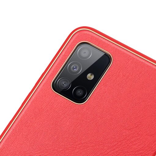 Samsung A51 umbris YOLO kunstnahast ja silikoonist servadega punane 2