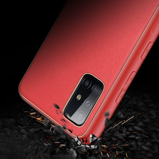 Samsung A51 umbris YOLO kunstnahast ja silikoonist servadega punane 8