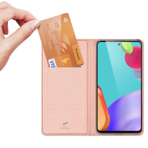 Samsung A52 kunstnahast kaaned kaarditaskuga DUX DUCIS Skin Pro roosa 3