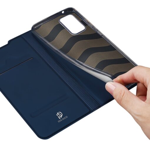 Samsung A52 kunstnahast kaaned kaarditaskuga DUX DUCIS Skin Pro sinine 6