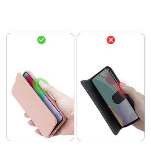 Samsung A52 kunstnahast kaaned kaarditaskuga DUX DUCIS Skin X roosa 8