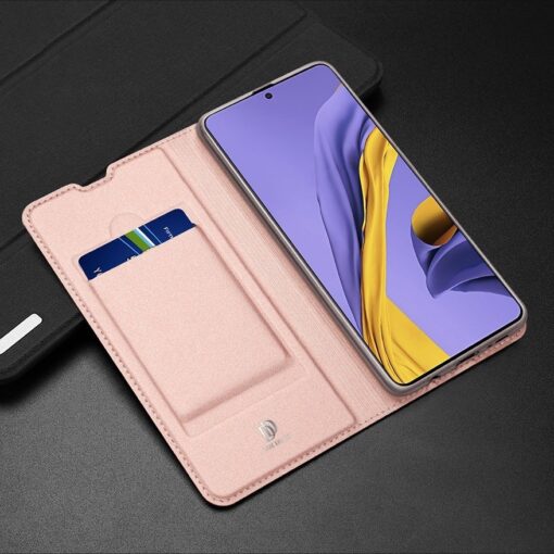 Samsung A71 kunstnahast kaaned kaarditaskuga DUX DUCIS Skin Pro roosa 19