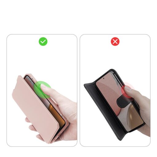 Samsung A72 kunstnahast kaaned kaarditaskuga DUX DUCIS Skin X roosa 10