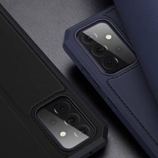 Samsung A72 kunstnahast kaaned kaarditaskuga DUX DUCIS Skin X sinine 11