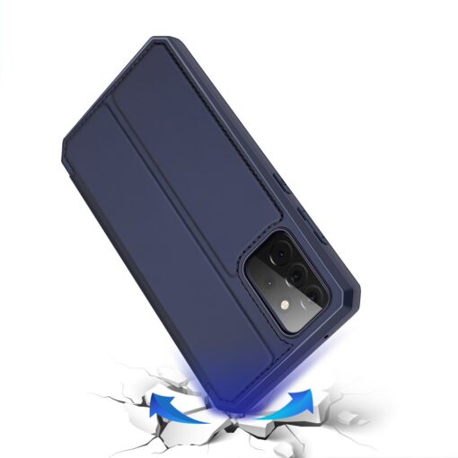 Samsung A72 kunstnahast kaaned kaarditaskuga DUX DUCIS Skin X sinine 3