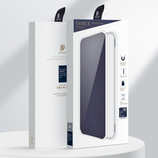 Samsung A72 kunstnahast kaaned kaarditaskuga DUX DUCIS Skin X sinine 4