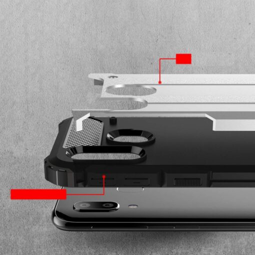 Samsung A40 umbris Hybrid Armor plastikust taguse ja silikoonist raamiga must 1