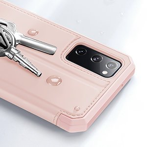Samsung S20 FE kunstnahast kaaned kaarditaskuga DUX DUCIS Skin Pro roosa 12
