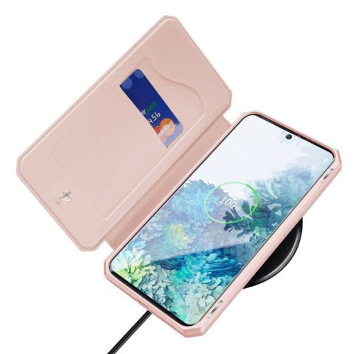 Samsung S20 kunstnahast kaaned kaarditaskuga DUX DUCIS Skin Pro roosa 6