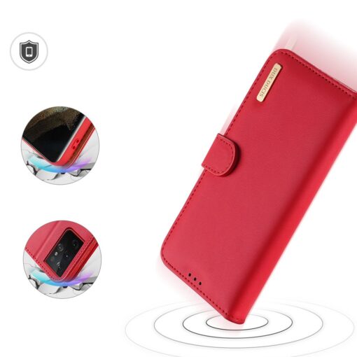 Samsung S21 Ultra nahast raamatkaaned Dux Ducis Hivo punane 3