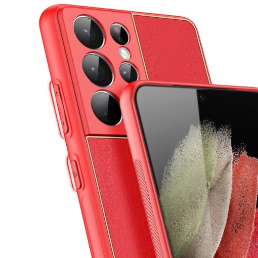 Samsung S21 Ultra umbris Dux Ducis Yolo elegant kunstnahast ja silikoonist servadega punane 6