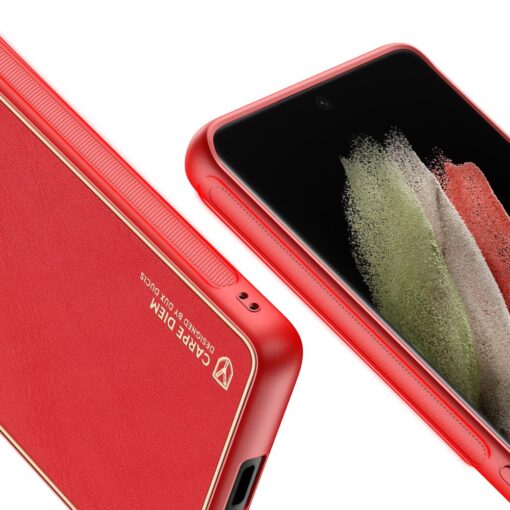 Samsung S21 Ultra umbris Dux Ducis Yolo elegant kunstnahast ja silikoonist servadega punane 7