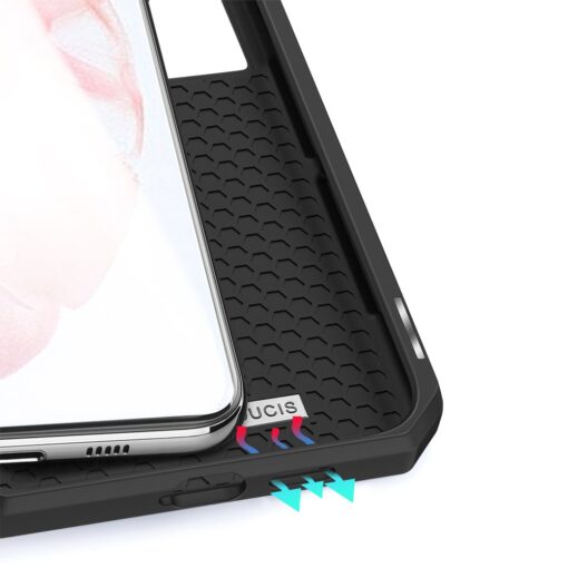 Samsung S21 kunstnahast kaaned kaarditaskuga DUX DUCIS Skin Pro must 10