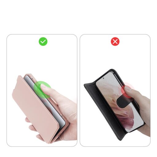 Samsung S21 kunstnahast kaaned kaarditaskuga DUX DUCIS Skin Pro roosa 7