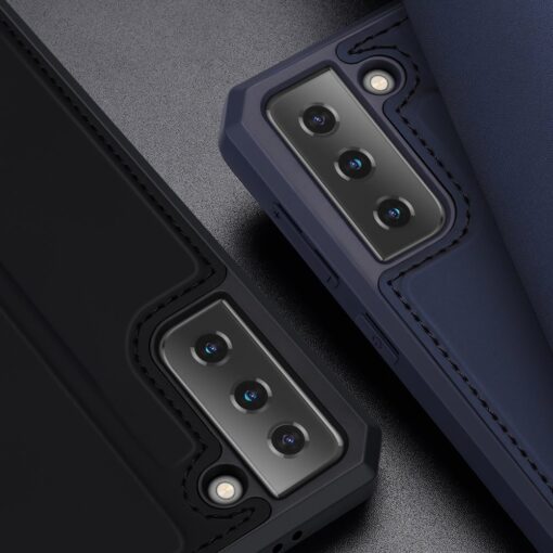 Samsung S21 kunstnahast kaaned kaarditaskuga DUX DUCIS Skin Pro sinine 12
