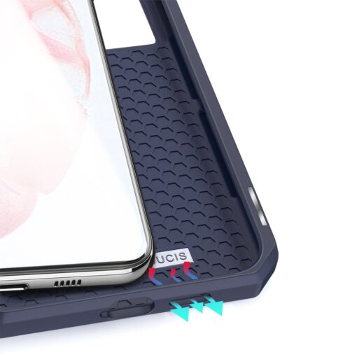 Samsung S21 kunstnahast kaaned kaarditaskuga DUX DUCIS Skin Pro sinine 8