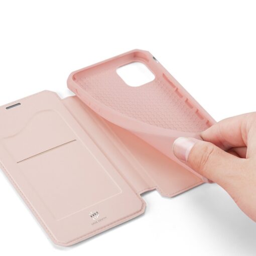 iPhone 11 kunstnahast kaaned kaarditaskuga DUX DUCIS Skin Pro roosa 5