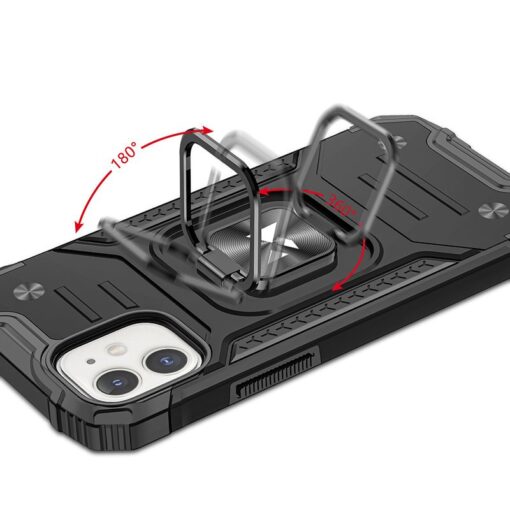 iPhone 12 mini tugev umbris Ring Armor plastikust taguse ja silikoonist nurkadega must 4