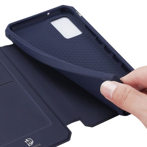 Samsung A02s kunstnahast kaaned kaarditaskuga DUX DUCIS Skin X sinine 19