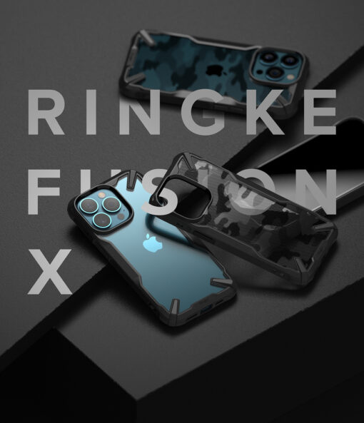 iPhone 13 PRO umbris Ringke Fusion X silikoonist raamiga ja plastikust tagusega Camo 10