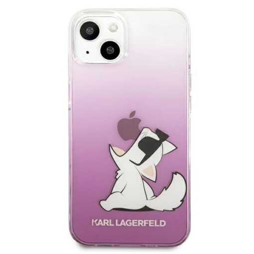 iPhone 13 umbris KARL LAGERFELD plastikust taguse ja silikoonist raamiga Choupette Fun KLHCP13MCFNRCPI roosa 2