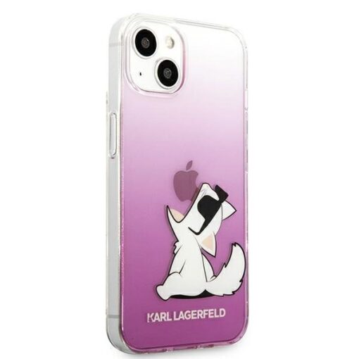 iPhone 13 umbris KARL LAGERFELD plastikust taguse ja silikoonist raamiga Choupette Fun KLHCP13MCFNRCPI roosa 3