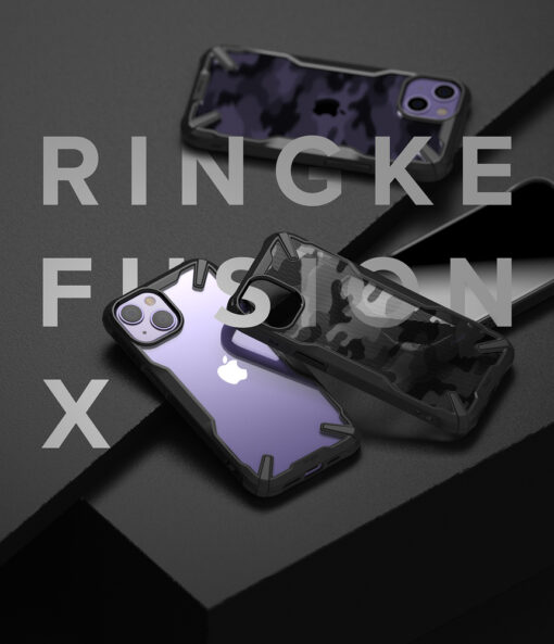 iPhone 13 umbris Ringke Fusion X silikoonist raamiga ja plastikust tagusega Camo 10