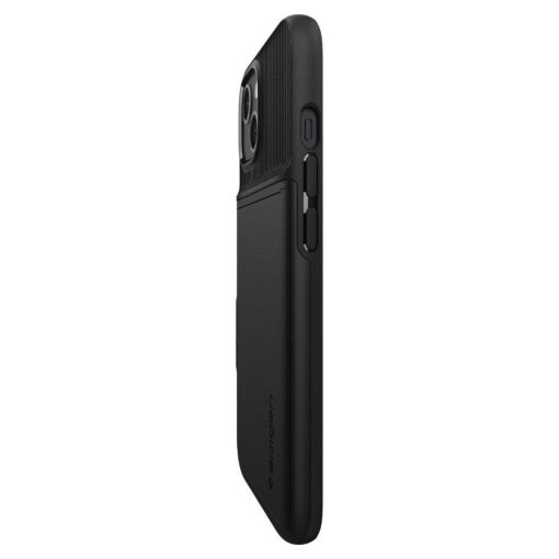 iPhone 13 umbris Spigen Slim Armor CS silikoonist ja plastikust kaarditaskuga must 6