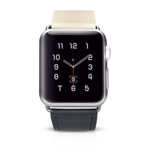 Apple Watch rihm nahast iCarer Leather Single Tour 42 44 45 kellale valge ja sinine 3