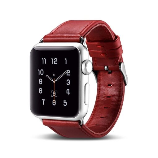 Apple Watch rihm nahast iCarer Leather Vintage 38 40 41 kellale punane 6