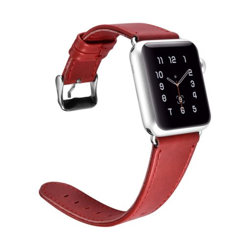 Apple Watch rihm nahast iCarer Leather Vintage 38 40 41 kellale punane 8