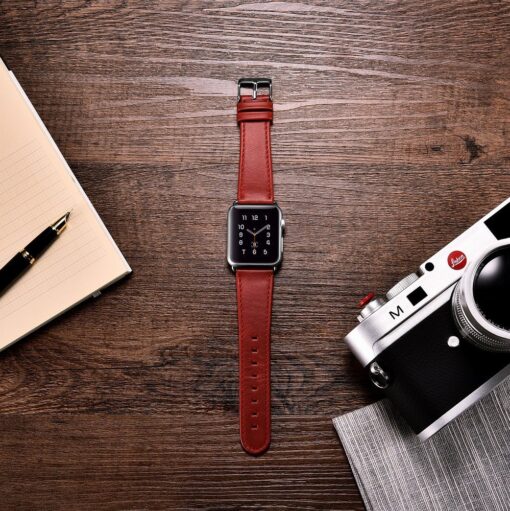 Apple Watch rihm nahast iCarer Leather Vintage 38 40 41 kellale punane 9
