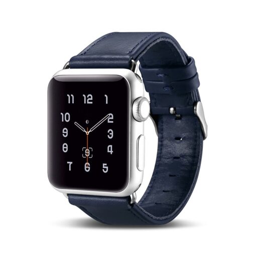 Apple Watch rihm nahast iCarer Leather Vintage 38 40 41 kellale tumesinine 2
