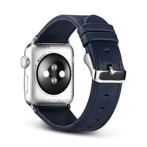 Apple Watch rihm nahast iCarer Leather Vintage 38 40 41 kellale tumesinine 3