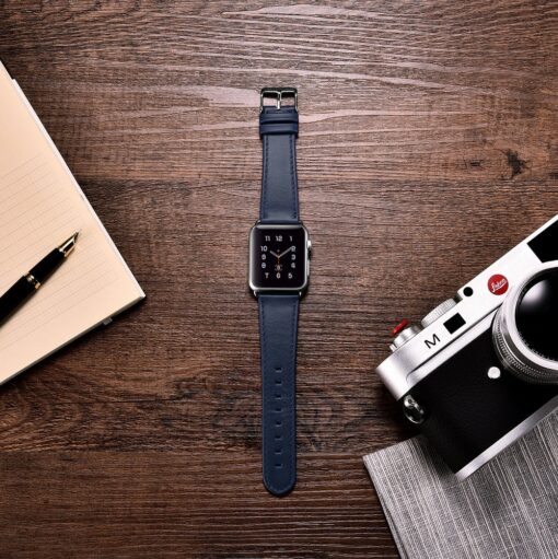 Apple Watch rihm nahast iCarer Leather Vintage 38 40 41 kellale tumesinine 4