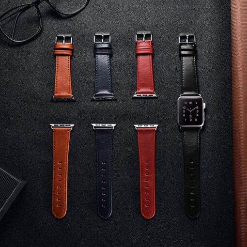 Apple Watch rihm nahast iCarer Leather Vintage 42 44 45 kellale must 14