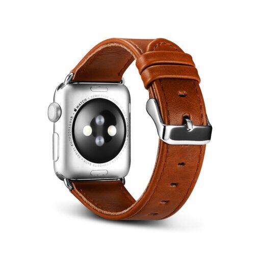 Apple Watch rihm nahast iCarer Leather Vintage 42 44 45 kellale pruun 3