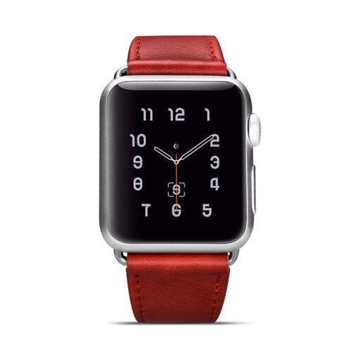 Apple Watch rihm nahast iCarer Leather Vintage 42 44 45 kellale punane 3