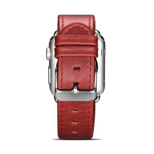 Apple Watch rihm nahast iCarer Leather Vintage 42 44 45 kellale punane 4
