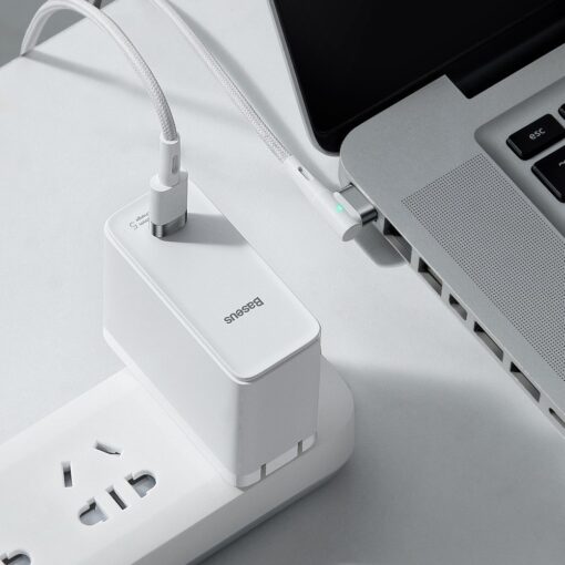 MacBook laadija juhe Baseus Zinc USB C 60W 2m L kujuline valge 6
