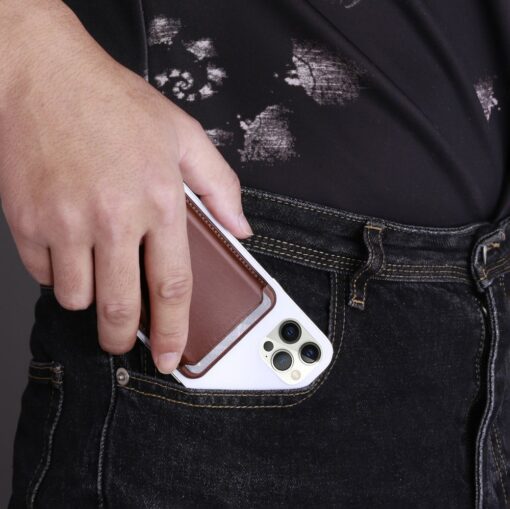MagSafe iPhone kaarditasku nahast iCarer Leather pruun 6