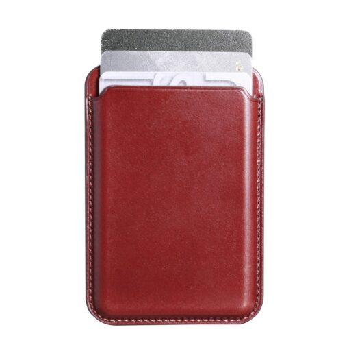 MagSafe iPhone kaarditasku nahast iCarer Leather punane 4