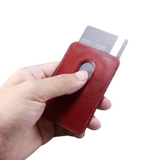 MagSafe iPhone kaarditasku nahast iCarer Leather punane 7