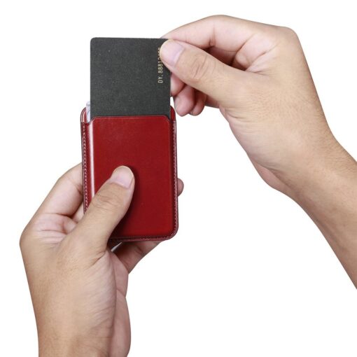 MagSafe iPhone kaarditasku nahast iCarer Leather punane 8